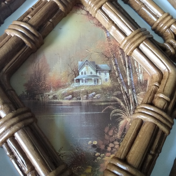 Homco Diamond shape faux wicker wall plaques - Picture 5 of 8